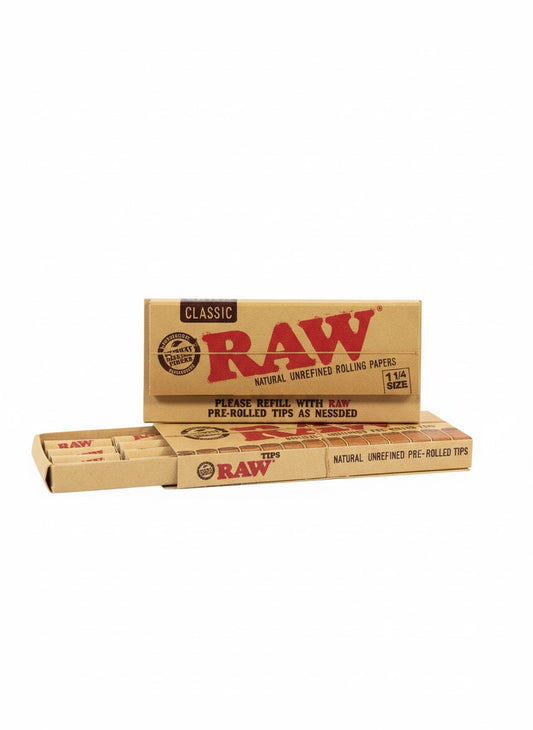 Raw Ungebleichte Klassische Kurze Connoisseur-Papiere Größe 1¼ + Filter